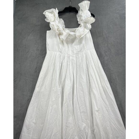 Anthropologie The Corina Ruffled Dress by Maeve Size Xlarge white Midi Dress - Picture 3 of 11